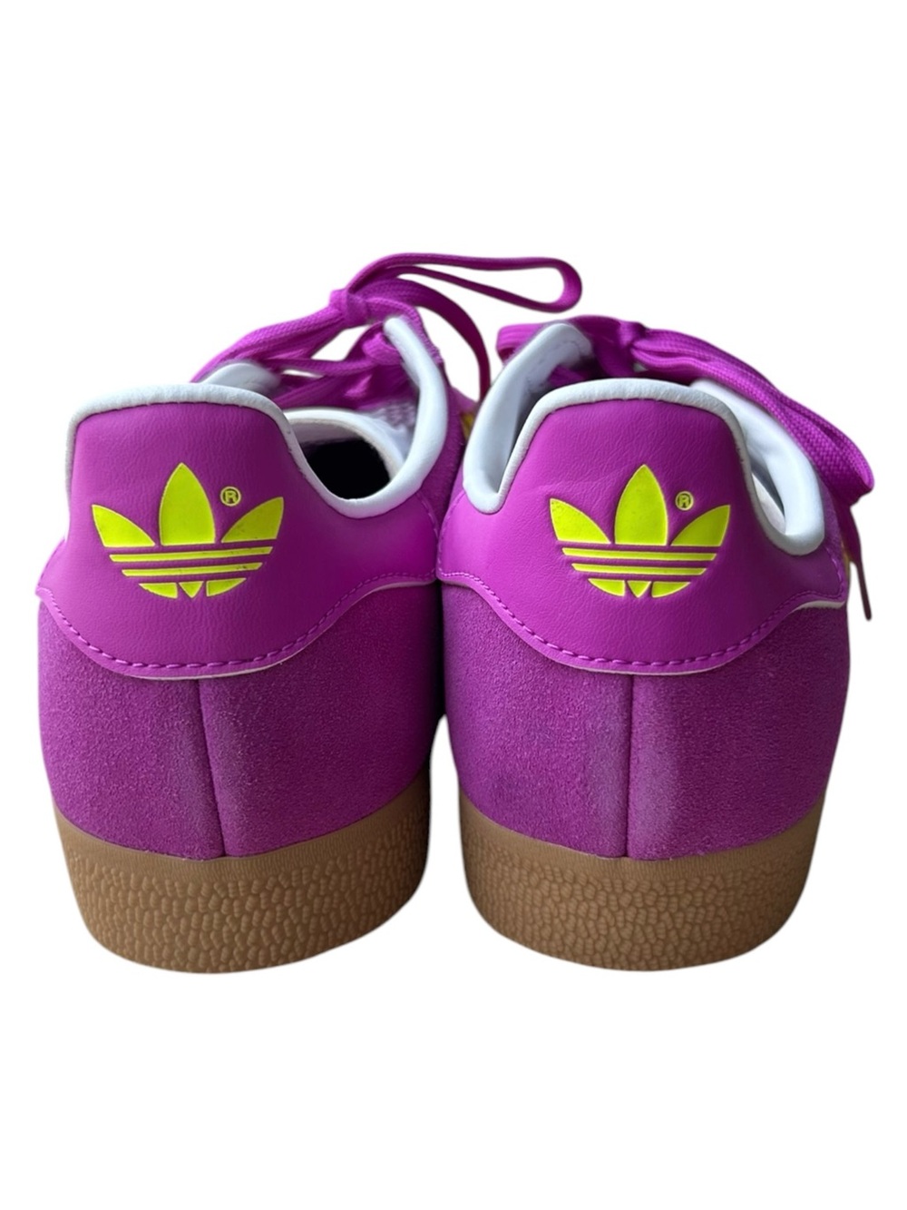 Adidas Originals Gazelle Suede Shoes Sz 7.5 Purple Yellow Stripe Sneakers - Picture 7 of 16
